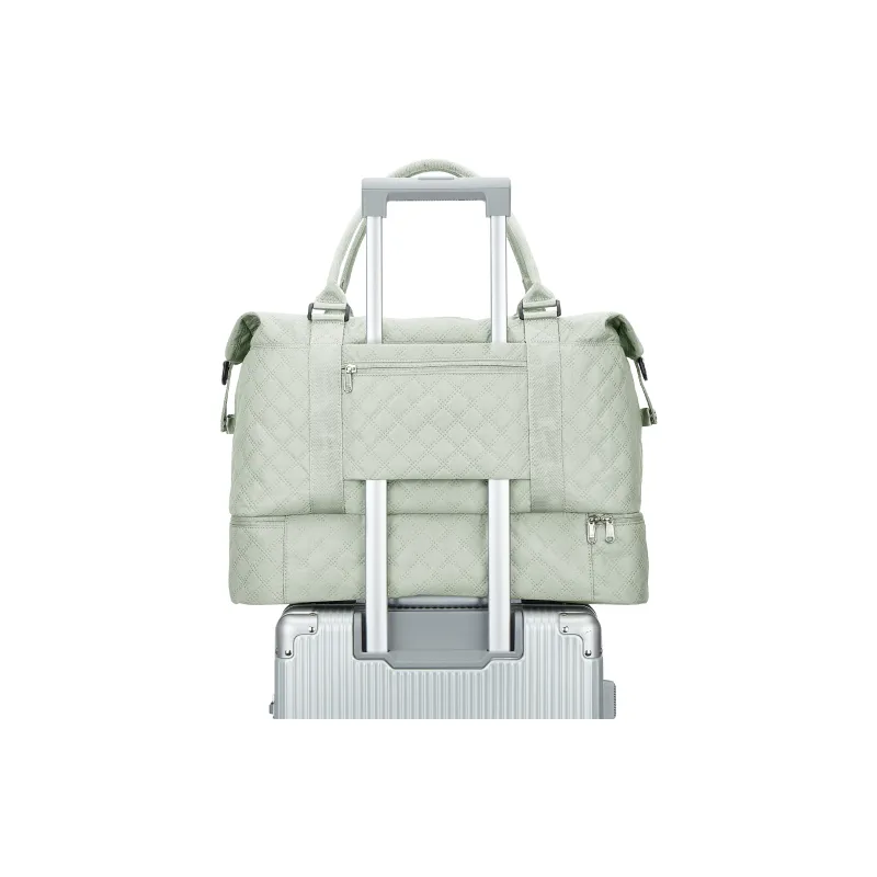 JEANSWEST Fabric Handbag Crossbody Bag Travel Bag Unisex Green/Ecru/Marine Blue-3