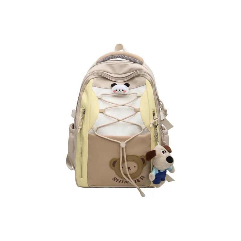 GOBLIN SHARKS 1759 Nylon Backpack Regular Unisex Khaki/White/Pink/Blue-0
