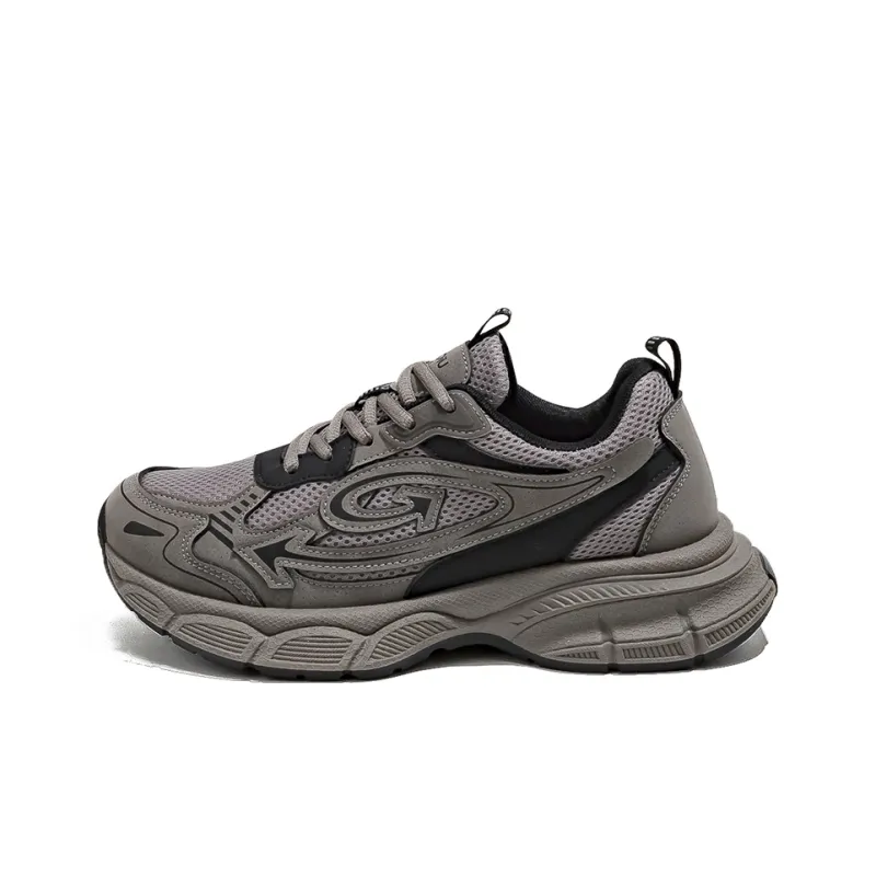 HUANQIU Wear-Resistant Lightweight Height Increasing Low-Top Chunky Sneakers Men's Taupe-0