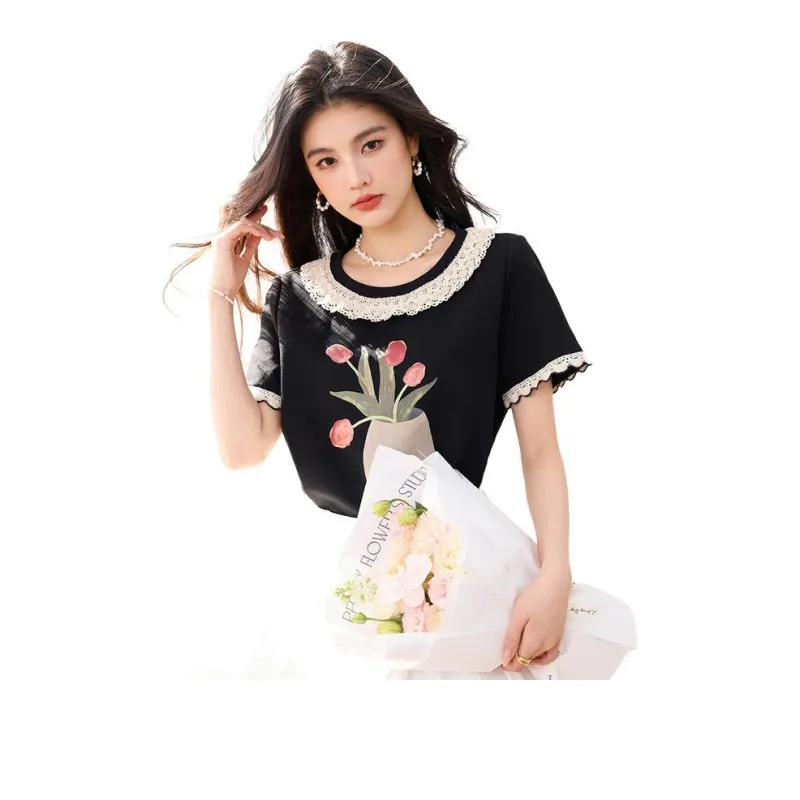La Chapelle Regular T Shirt Women's Black-0