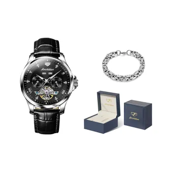 Jin Shi Dun Artisan Collection Fashion Business Men's Watch Box Automatic Mechanical Movement Men's Watches Black Dial