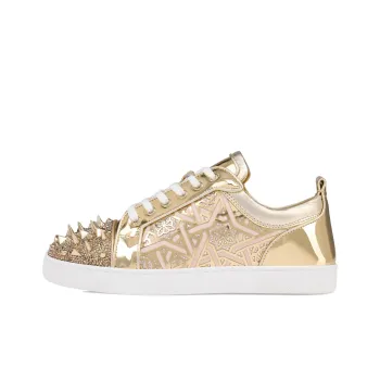 CL LUBOTING Lou Pik Pik Strass Low-Top Skateboard Shoes Men's Gold
