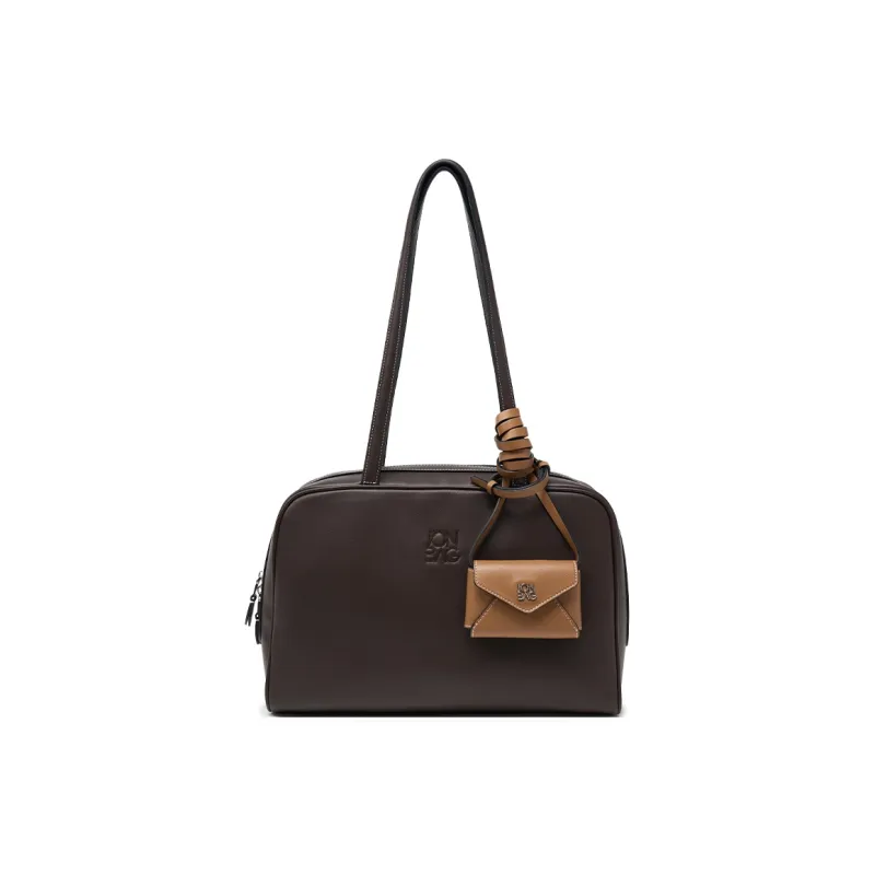 JONBAG Synthetic Leather Spring Charm Preppy Style Commute Shoulder Bag Large Size Women's Cream White/coffee Brown-7