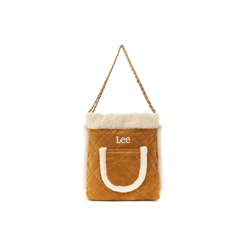 Lee Fabric Chain Bag, Hobo Bag, Shoulder Bag Large Size Women's Coffee-0