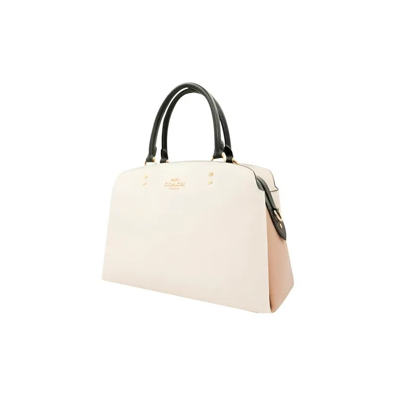 COACH Canvas Leather Shoulder Bags Handbags Large Size Women's Ecru Khaki Multicolor-1
