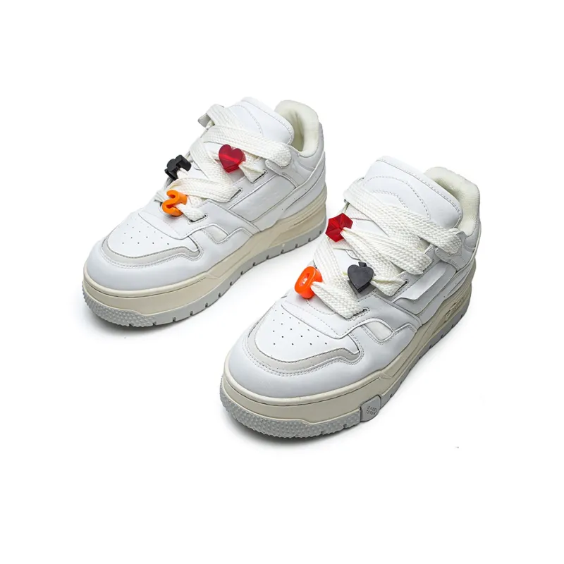 ESTEE GEEA Coverage Anti-Slip And Wear-Resistant Lightweight Height Increasing Low-Top Skateboard Shoes Unisex White-1
