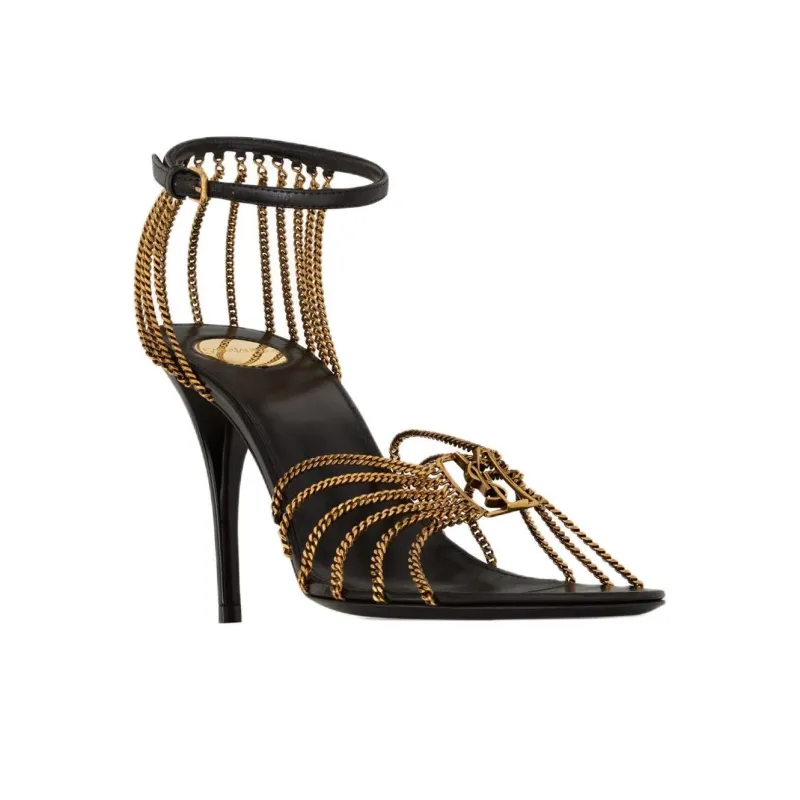 SAINT LAURENT Babylon Strap Sandals 9cm Women's Black-2