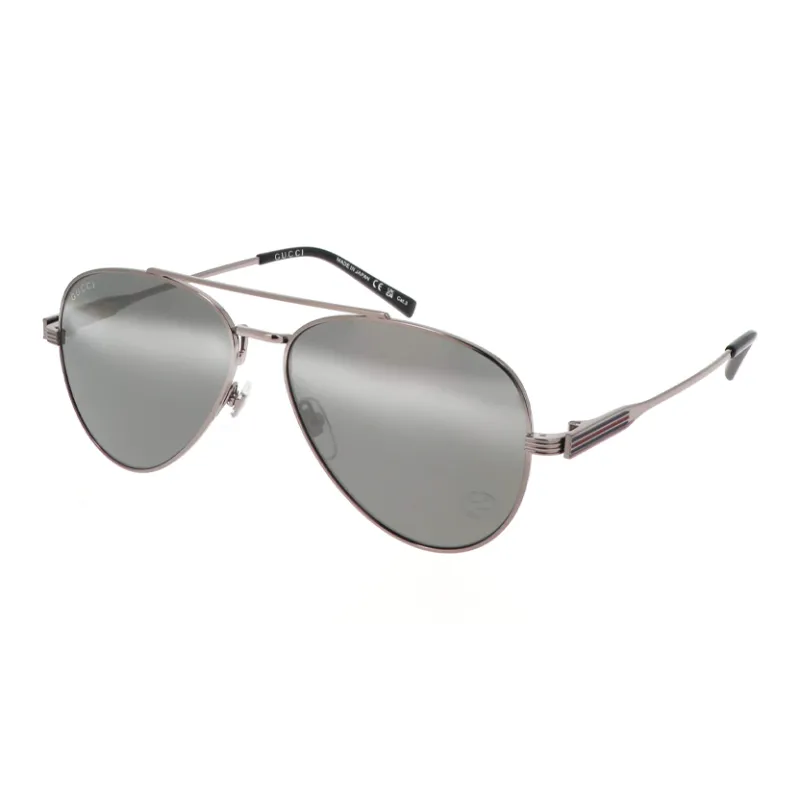 GUCCI Metal Aviator Sunglasses Men's Gray-0