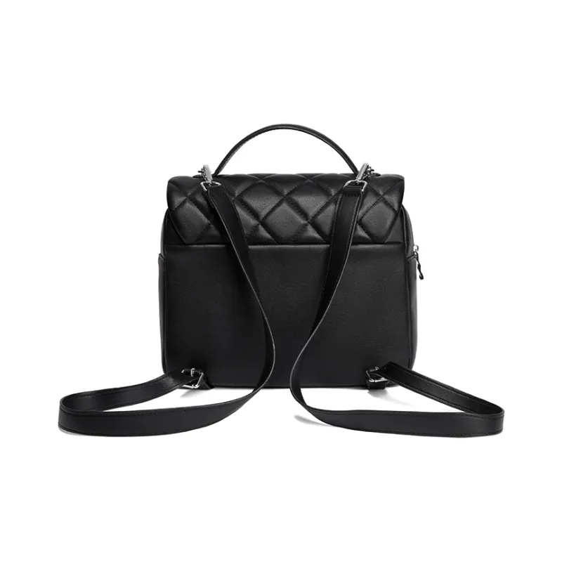RED DRAGONFLY Split Cow Leather With Synthetic Leather Backpack Women's Black-3