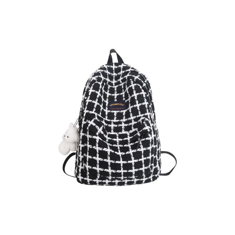 Yalu Fabric Backpack Regular Unisex White/Black-5