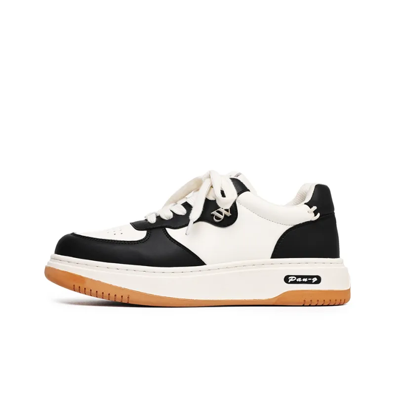 Angelmi Anti-Slip And Wear-Resistant Breathable Low-Top Skateboard Shoes Unisex Black White-0