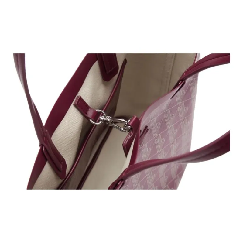 LACOSTE PVC Tote Bag Shopping Bag Handbag Small Size Women's Dark Red & Apricot-3
