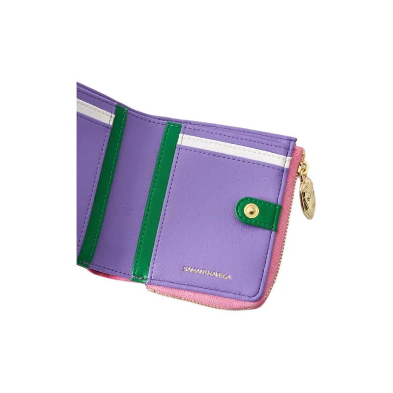 SAMANTHA THAVASA JoJo's Bizarre Adventure Gold Wind Collaboration Synthetic Leather Wallet Mini Women's Lavender-3