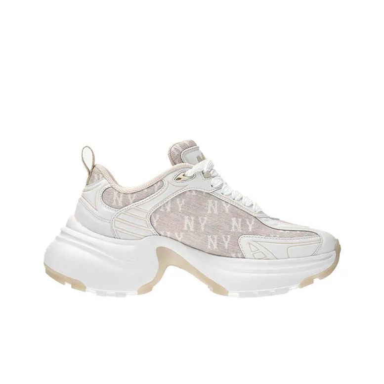 MLB New York Yankees Wear-Resistant Height Increasing Low-Top Chunky Sneakers Unisex White-1