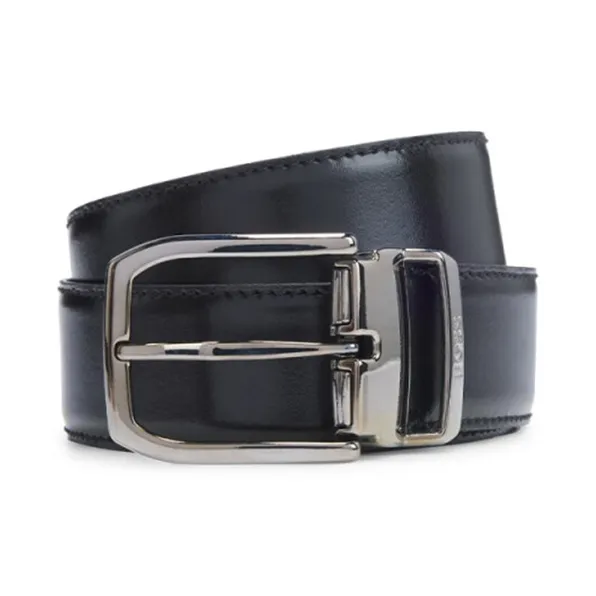 HUGO BOSS Cow Leather Belts Men's Black Width 3.5CM-0