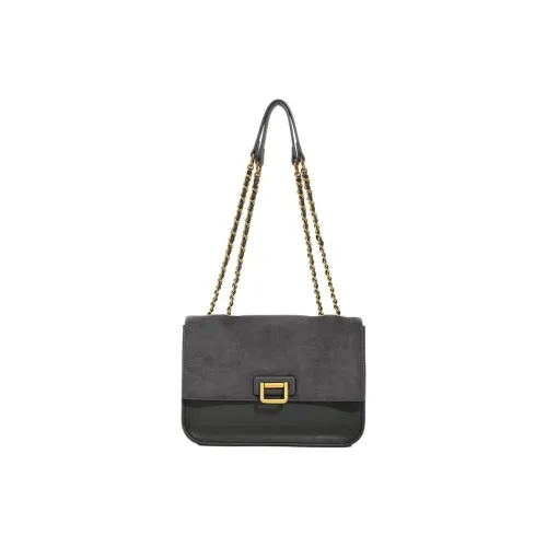 Monna Lisa Cow Leather With Velvet Shoulder Bag Women's Gray/Black