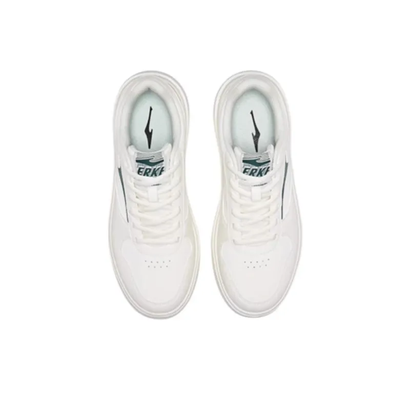 Erke Anti Slip And Wear Resistant Lightweight Low Top Skateboard Shoes Men's White Green-2