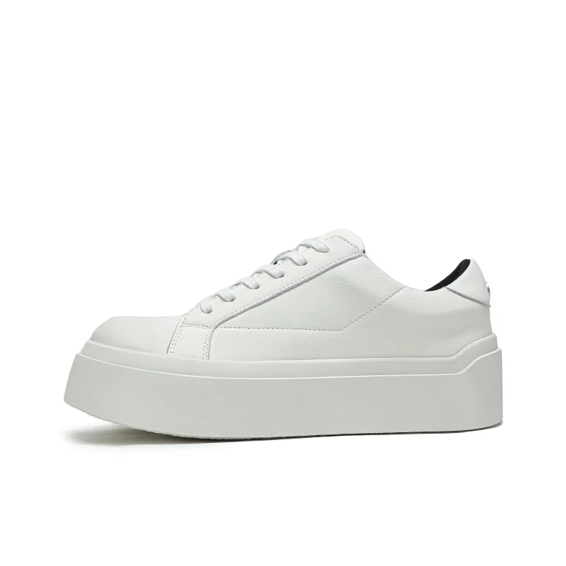 ESTEE GEEA Coverage Anti-Slip And Wear-Resistant Lightweight Height Increasing Low-Top Skateboard Shoes Unisex White-0