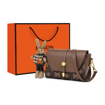 PT'SON Synthetic Leather Small Square Bag Shoulder Bag Crossbody Bag Regular Women's Coffee