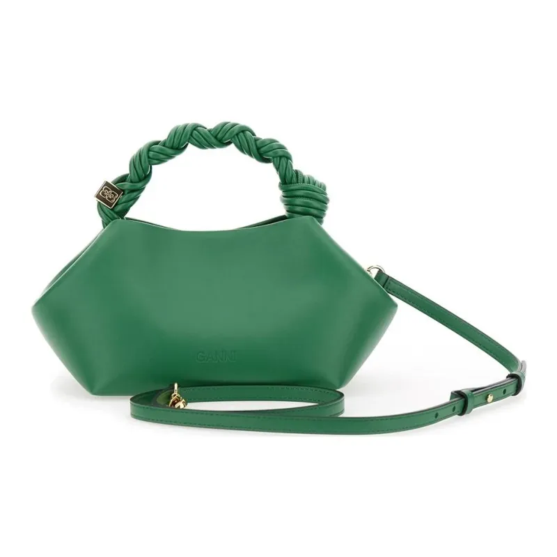 GANNI Recycled Leather One Shoulder Handbags Women's Green-1