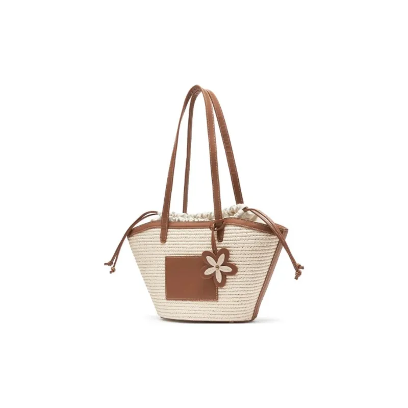 Staccato Fabric Tote Bag, Shopping Bag, Shoulder Bag Tubas Women's Classical Style Ecru-1