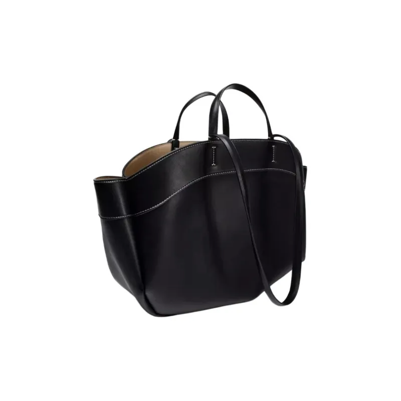 ZARA PU Handbag Large Size Women's Black-3