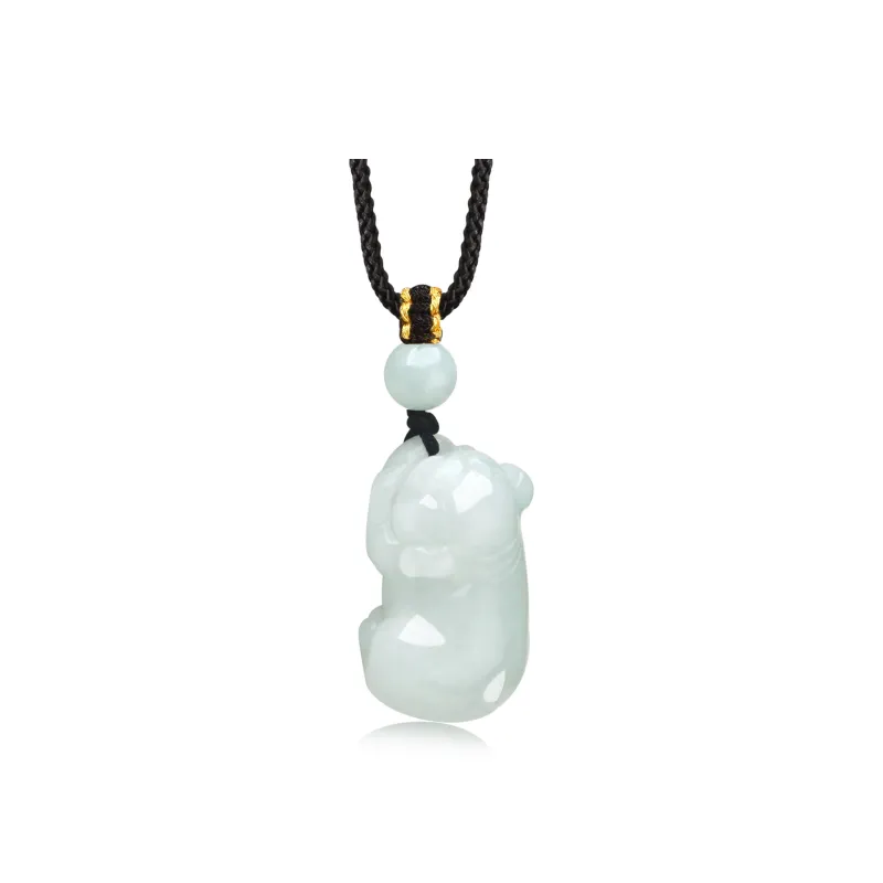 Lao Feng Xiang Bean Type Jadeite Necklaces Unisex-1