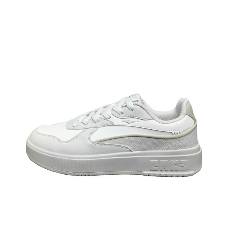 Erke Non slip Lightweight Low Top Skateboard Shoes Men's White Gray-0