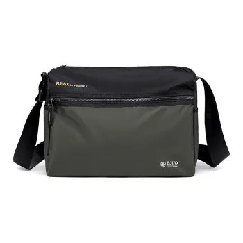 BJIAX Nylon 16 Inch Computer Crossbody Bag Large Size Men's Black Green Multicolor