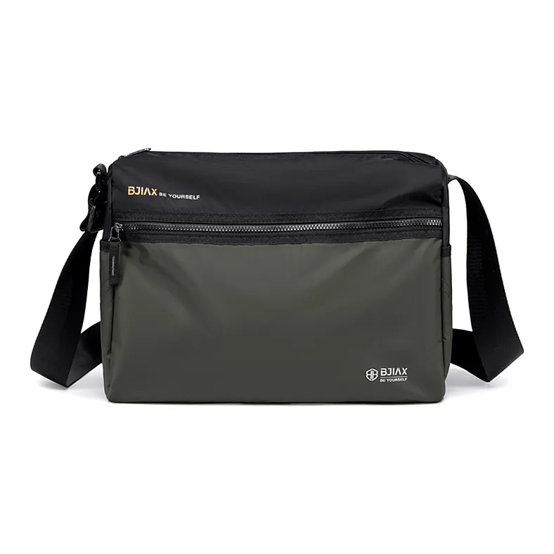 BJIAX Nylon 16-Inch Computer Crossbody Bag Large Size Men's Black Green Multicolor-0