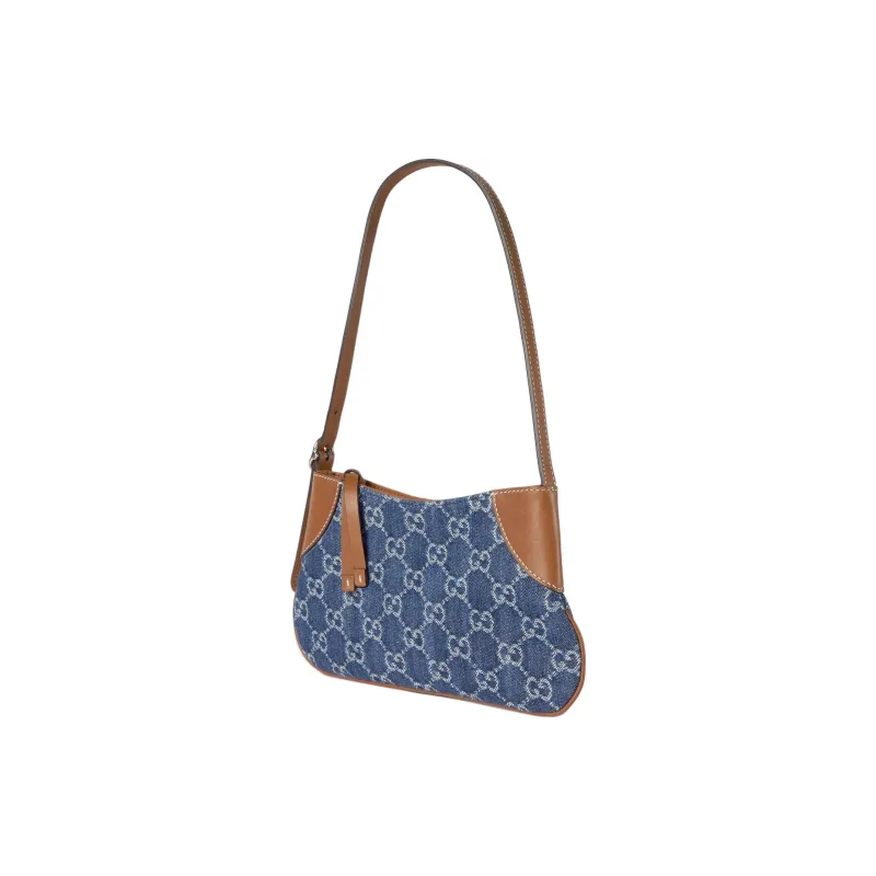 GUCCI GG Emblem Denim Shoulder Bag Extra Mini Women's Blue-1