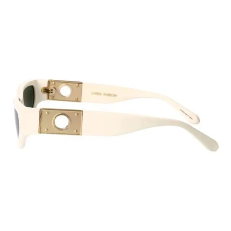 Linda Farrow Titanium Acetate Cat Eye Sunglasses Unisex White-2