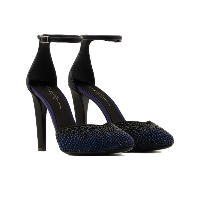 AMANI Chunky Heel High Heels 9.5cm Women's Blue Black-2