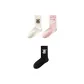 [3 Pack]Embroidery Anti-Pilling White+Pink+Black