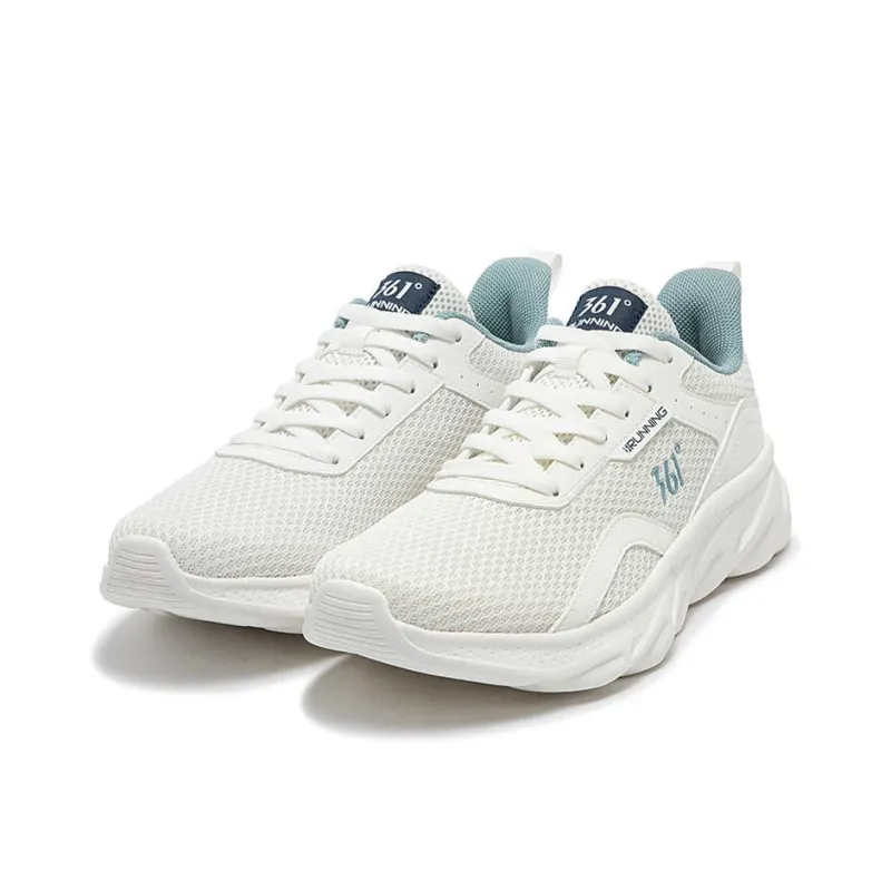 361° Breathable, Rebound, Lightweight Low Top Sprint Running Shoes Men's White Blue-2