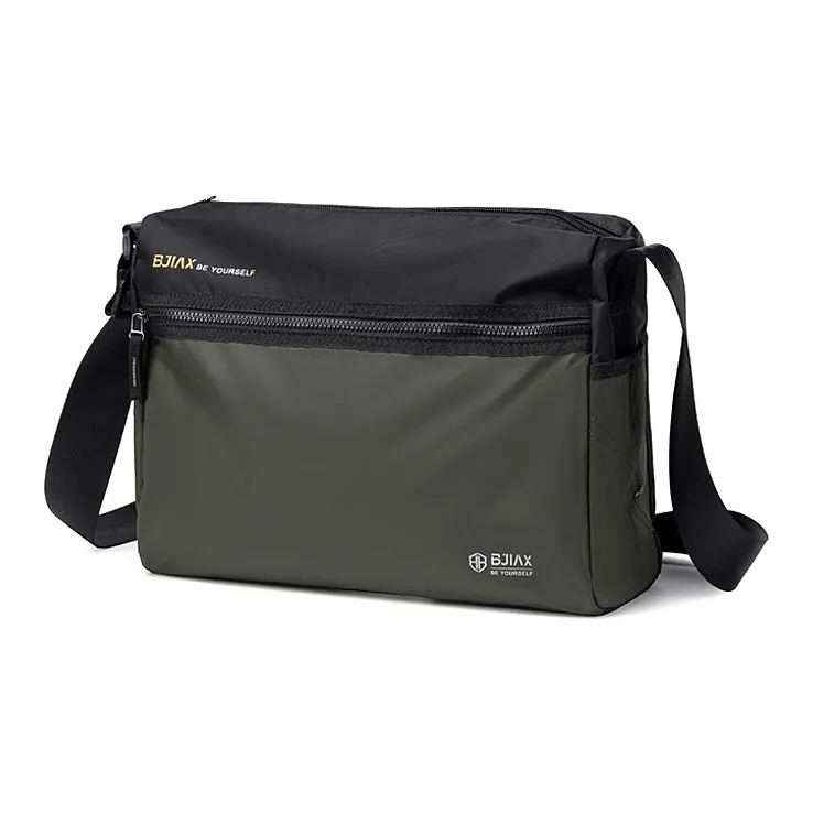 BJIAX Nylon 16-Inch Computer Crossbody Bag Large Size Men's Black Green Multicolor-4