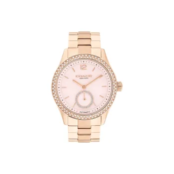 COACH BROOKS Collection Wrist Watch Mechanical Movement Steel Strap 38mm Pink Watch Dial Unisex