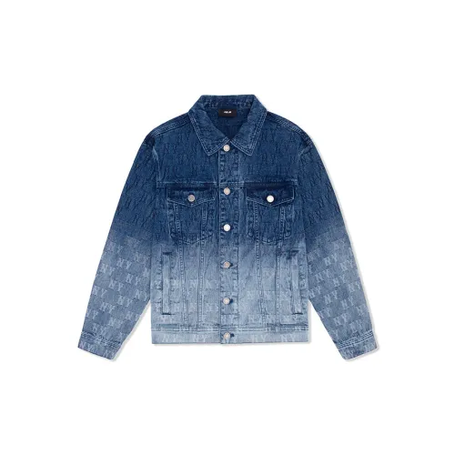 MLB New York Yankees Old Flower SS25 Denim Jacket Unisex Dark Marine Blue