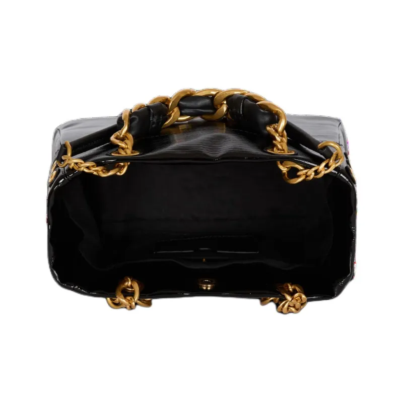 BALMAIN Calfskin Tote Bag Shopping Bag Shoulder Bag Handbag Small Size Women's Black-4
