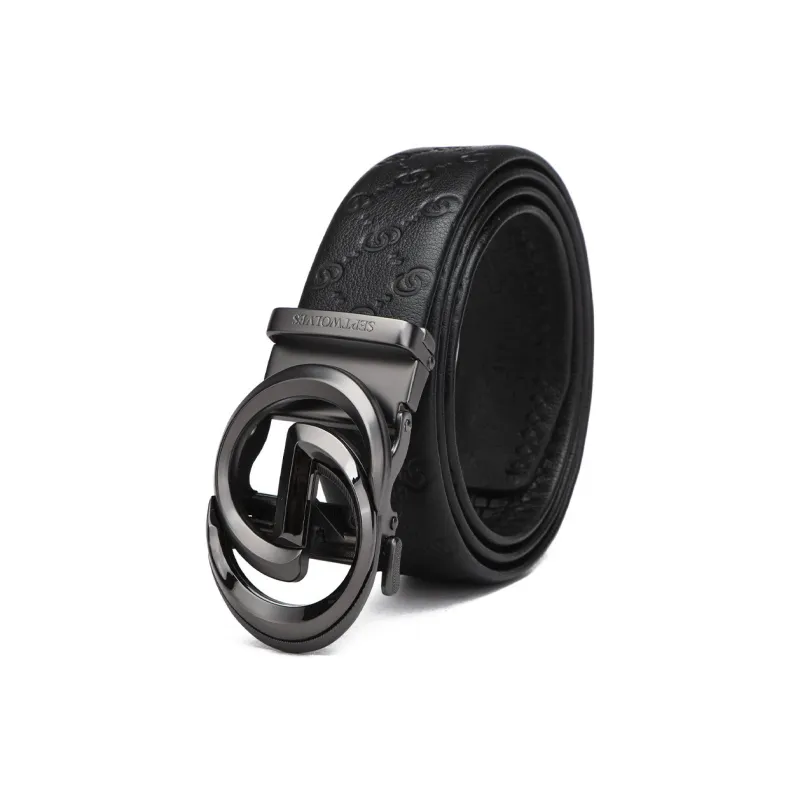 SEPTWOLVES Cow Leather Leather Belts Men's Width 3.5CM-1