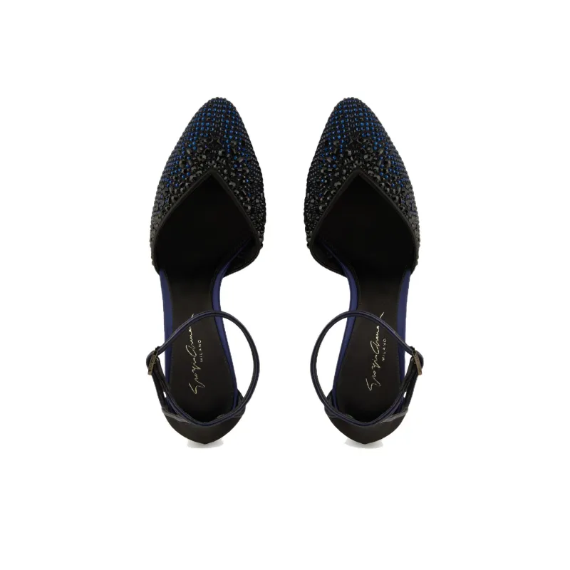 AMANI Chunky Heel High Heels 9.5cm Women's Blue Black-3