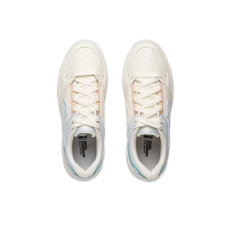 LiNing Wear resistant Non slip And Breathable Low Top Skateboard Shoes Women's White Blue-3