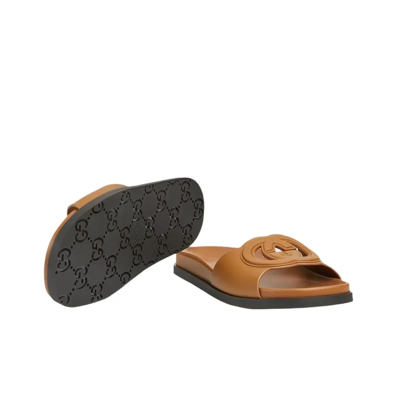 GUCCI Slide Slippers Women's Light Brown-5