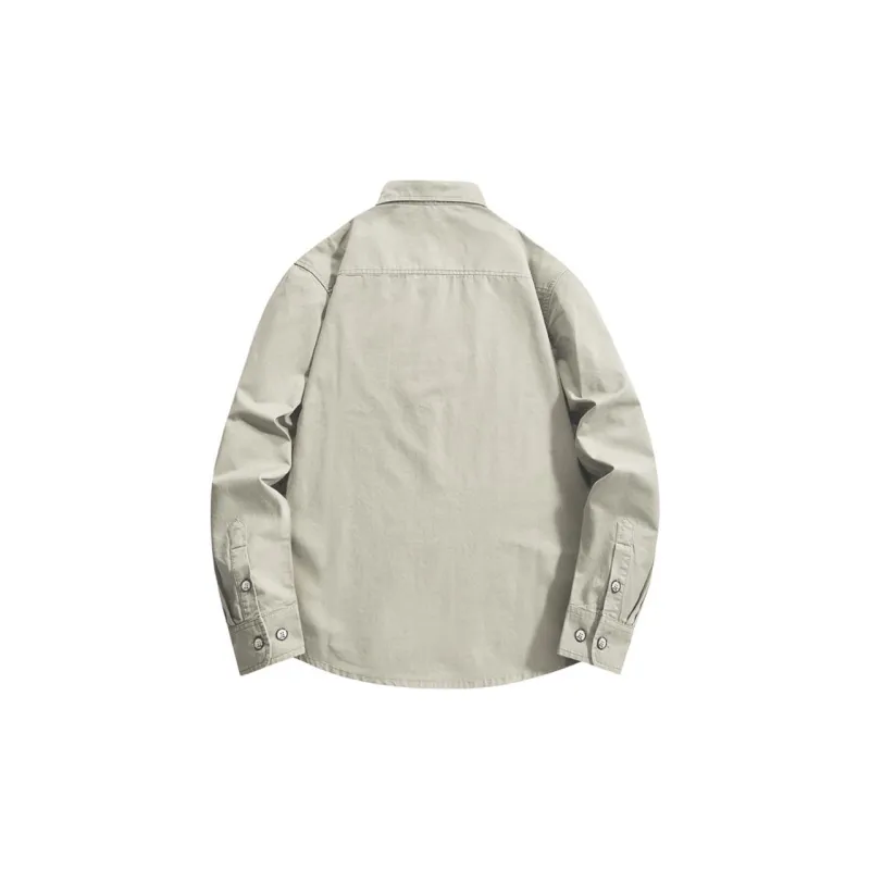 Jeep Outdoor Workwear Shirt Vintage Long Sleeved Coat Men's Khaki-5