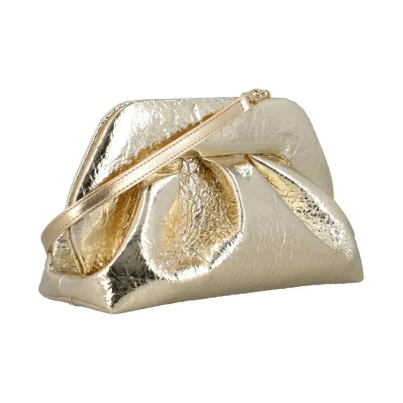 THEMOIRE Pineapple Fiber Shoulder Bag Women's Gold-1