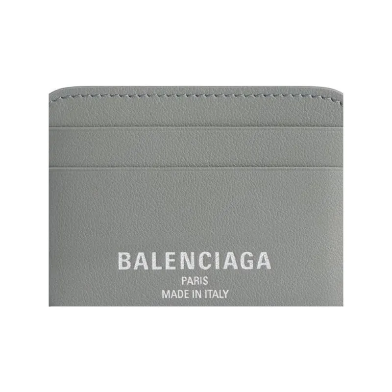 Balenciaga Smooth Cow Leather Card Holder Women's Gray-3