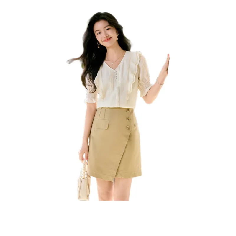 She Enjoys Casual Short Skirts Women's Light Khaki-2