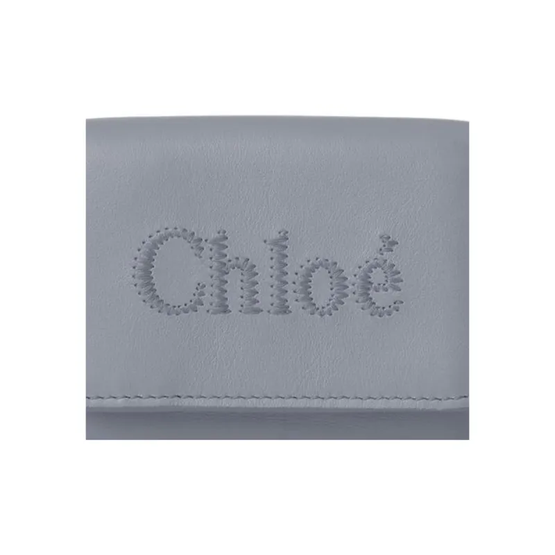 Chloe Bright Calfskin Wallet Mini Women's Storm Blue-4