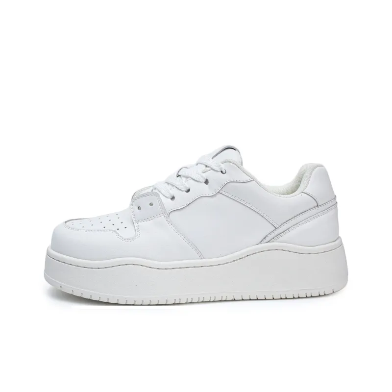 ESTEE GEEA Coverage Anti-Slip And Wear-Resistant Lightweight Height Increasing Low-Top Skateboard Shoes Unisex White-0
