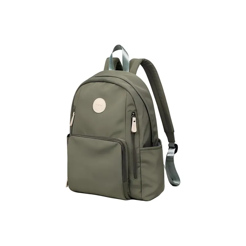 PT'SON Fabric Backpacks Large Size Unisex Ecru/Purple/Green-6